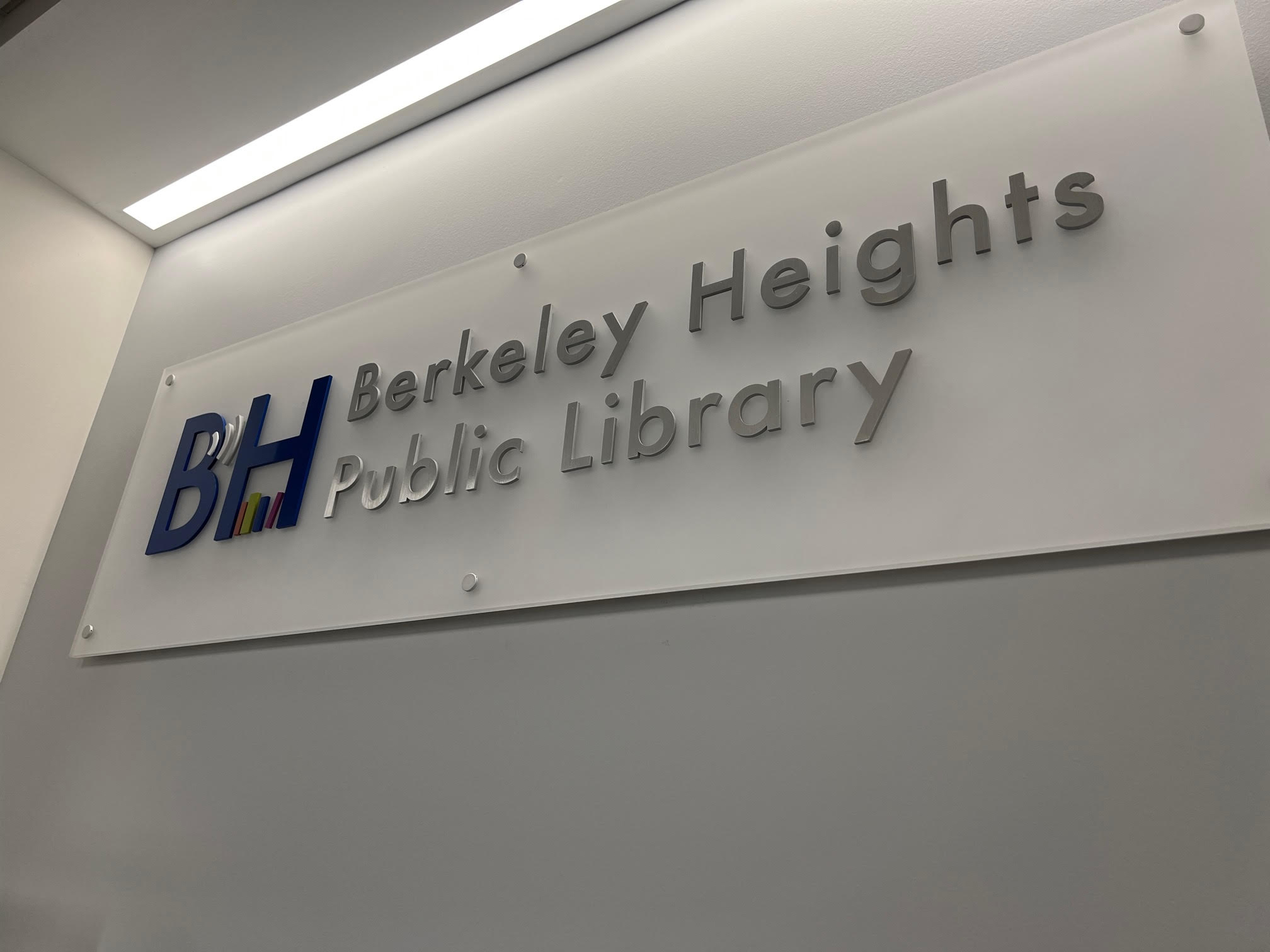 Berkeley Heights Public Library Lobby Sign Greets Members and Visitors
